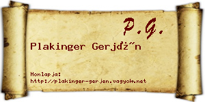 Plakinger Gerjén névjegykártya